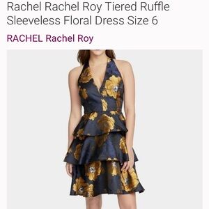 Floral Halter Dress in Black and Gold